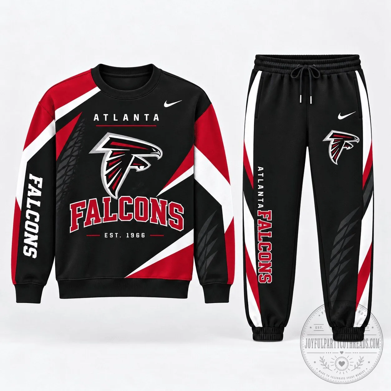 Atlanta Falcons NFL Football Team Black and Red Sweatshirt and Jogger Pants Set