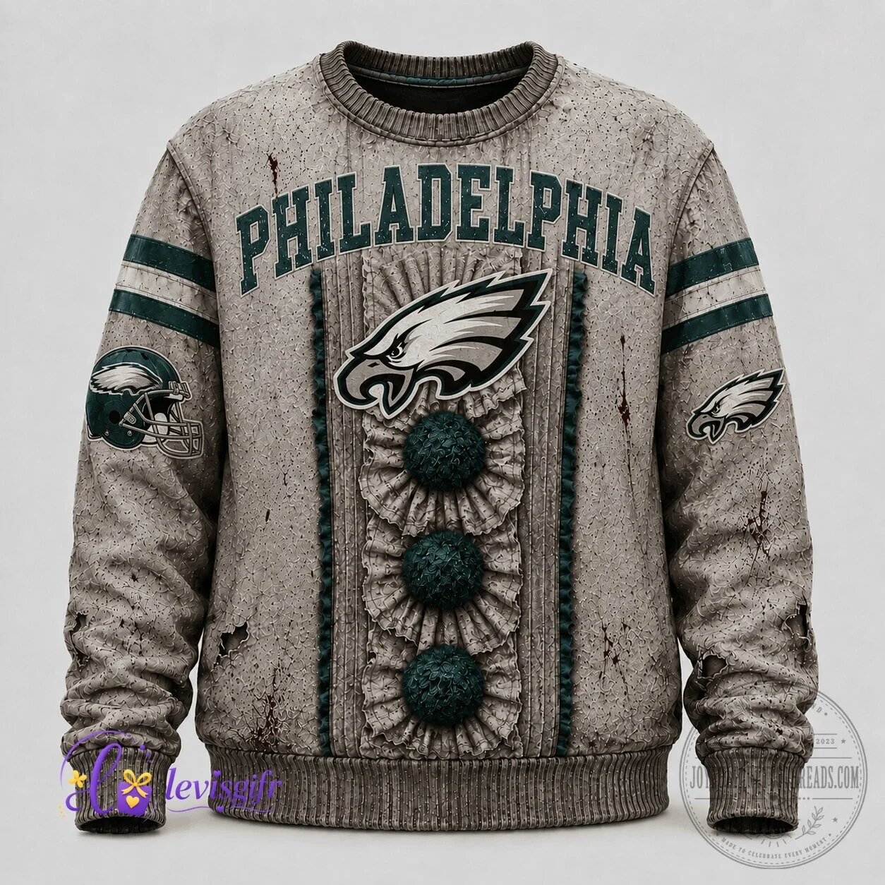 Philadelphia Eagles Football Distressed Halloween Sweatshirt