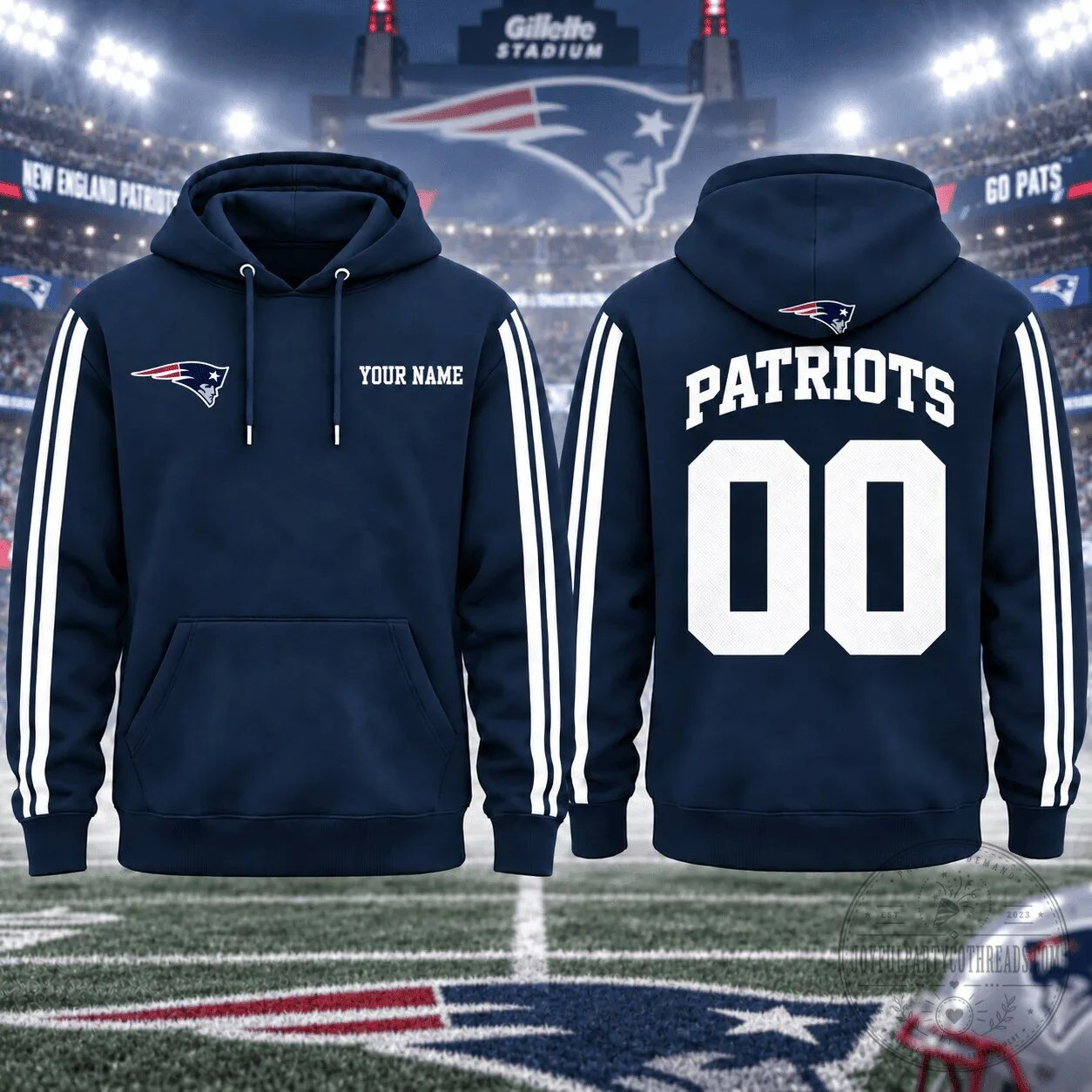 New England Patriots Personalized Name and Number Hoodie