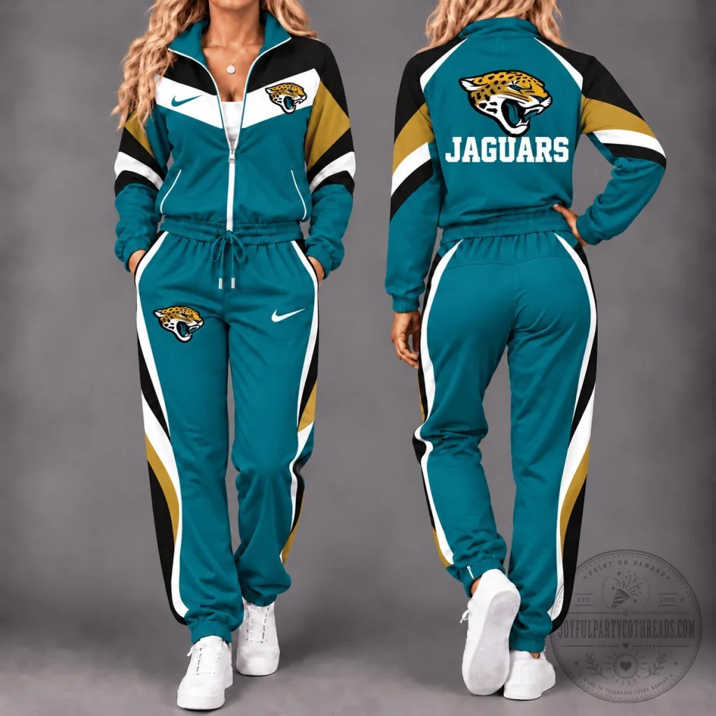 Jacksonville Jaguars Teal and Black Tracksuit with Team Logo Jacksonville Jaguars Teal and Black Tracksuit with Team Logo