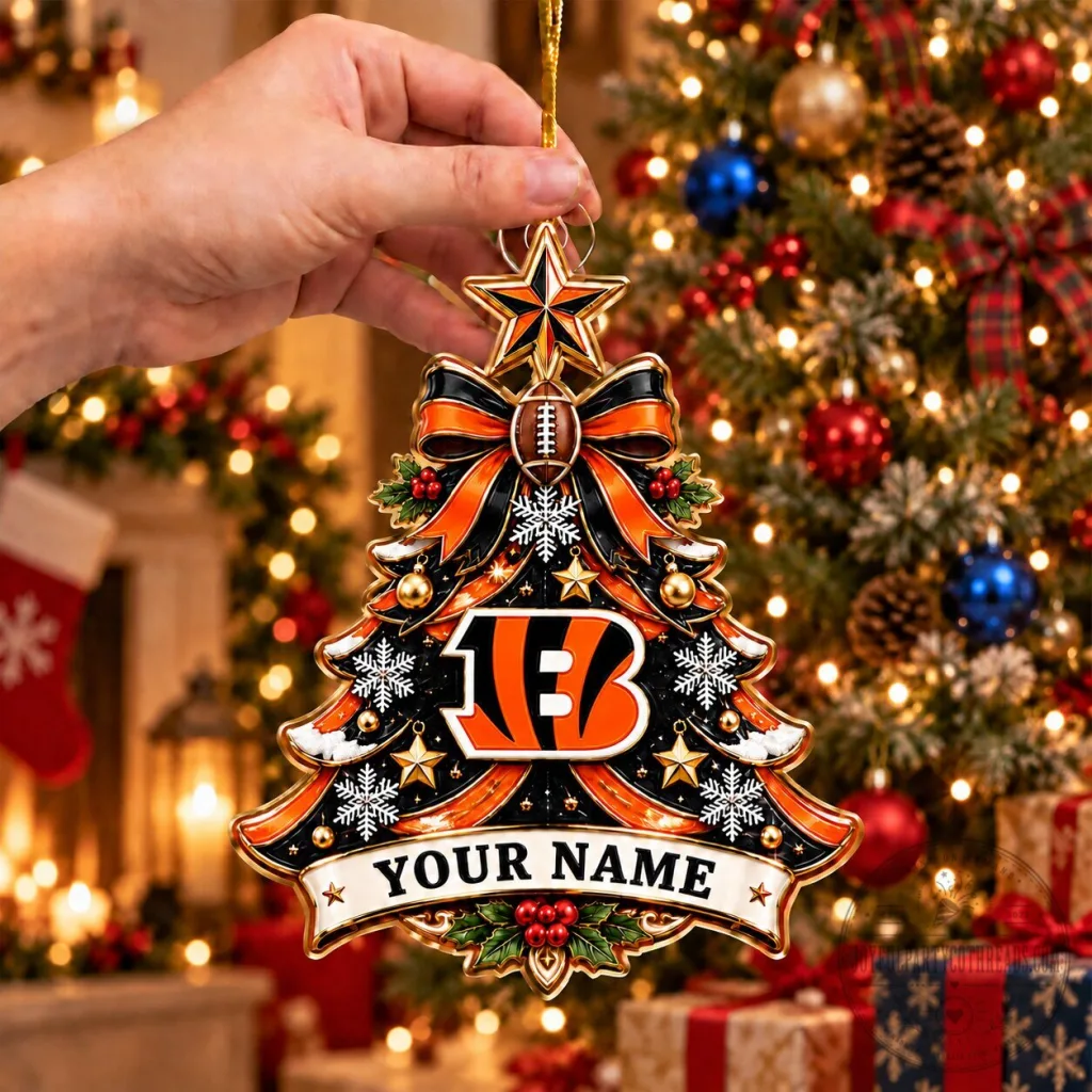 Cincinnati Bengals Christmas Tree Ornament Personalized With Your Name Cincinnati Bengals Christmas Tree Ornament Personalized With Your Name