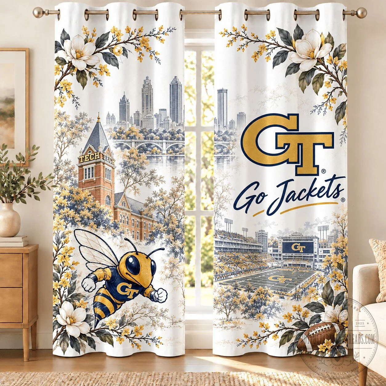 Georgia Tech Yellow Jackets Football Team College Dorm Room Curtains
