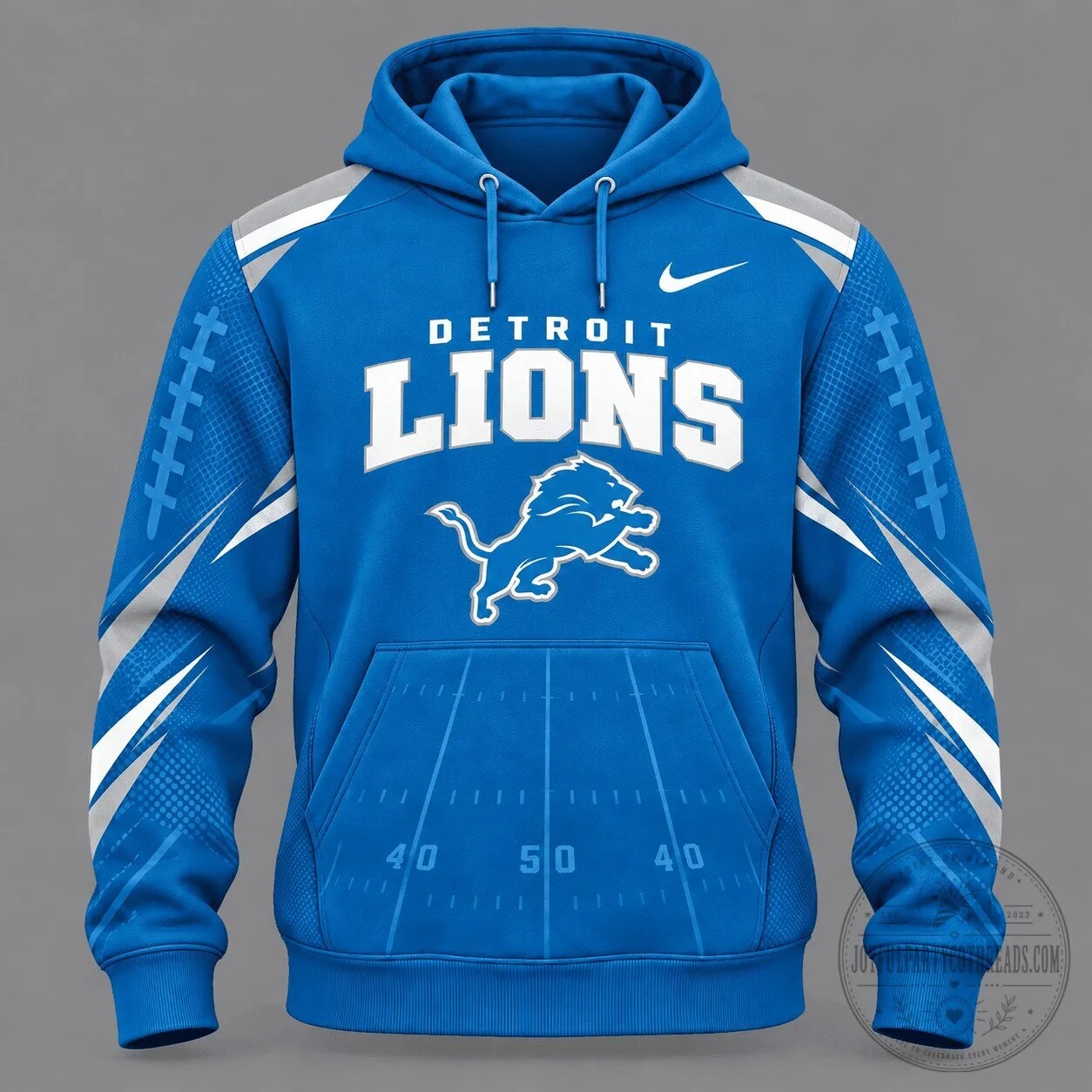 Detroit Lions Football Team Blue Graphic Hoodie
