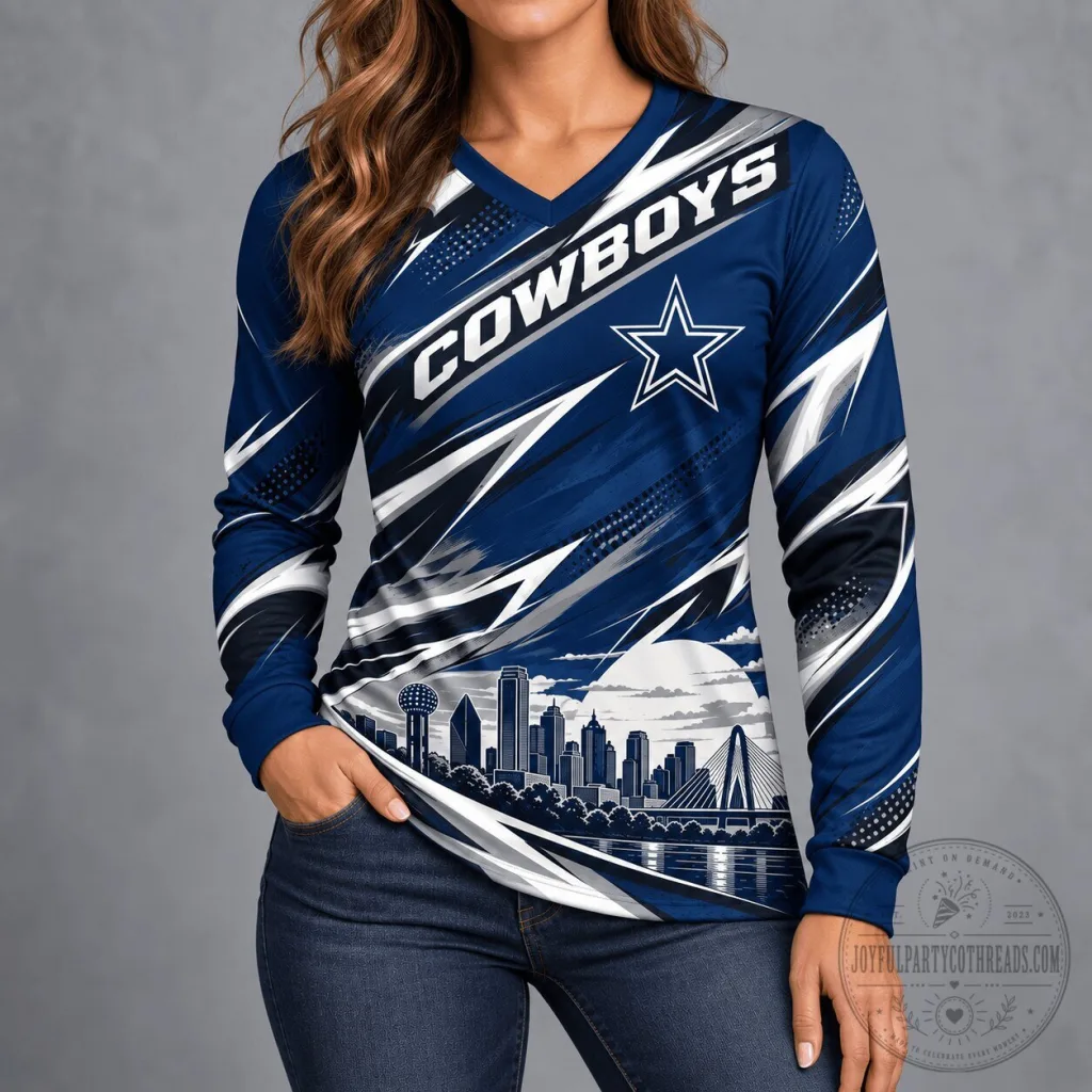 Dallas Cowboys City Horizon Premium Long-Sleeve V-Neck Shirt for Women Dallas Cowboys City Horizon Premium Long-Sleeve V-Neck Shirt for Women