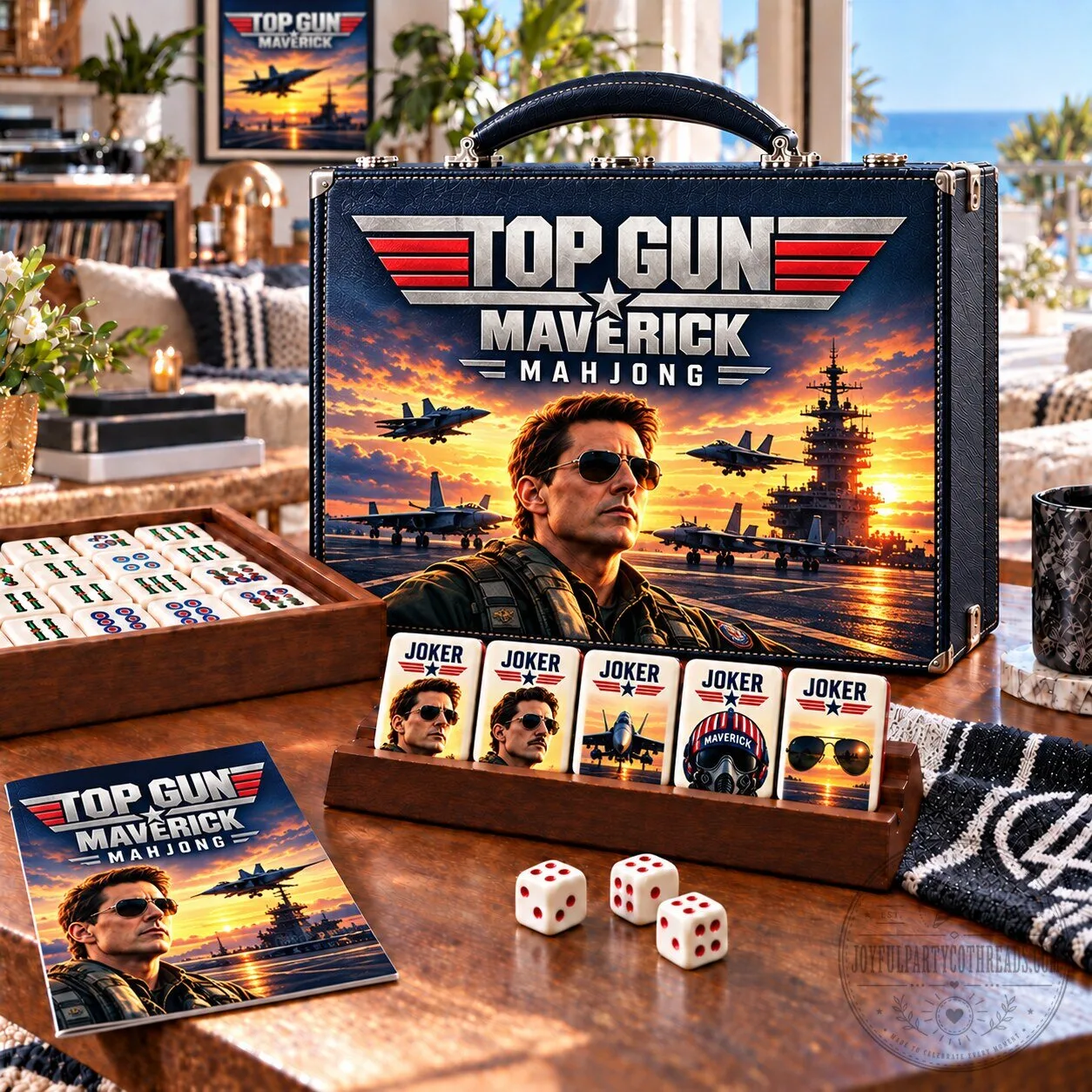 Top Gun Maverick Mahjong Set with Dice and Joker Tiles Game Night Edition