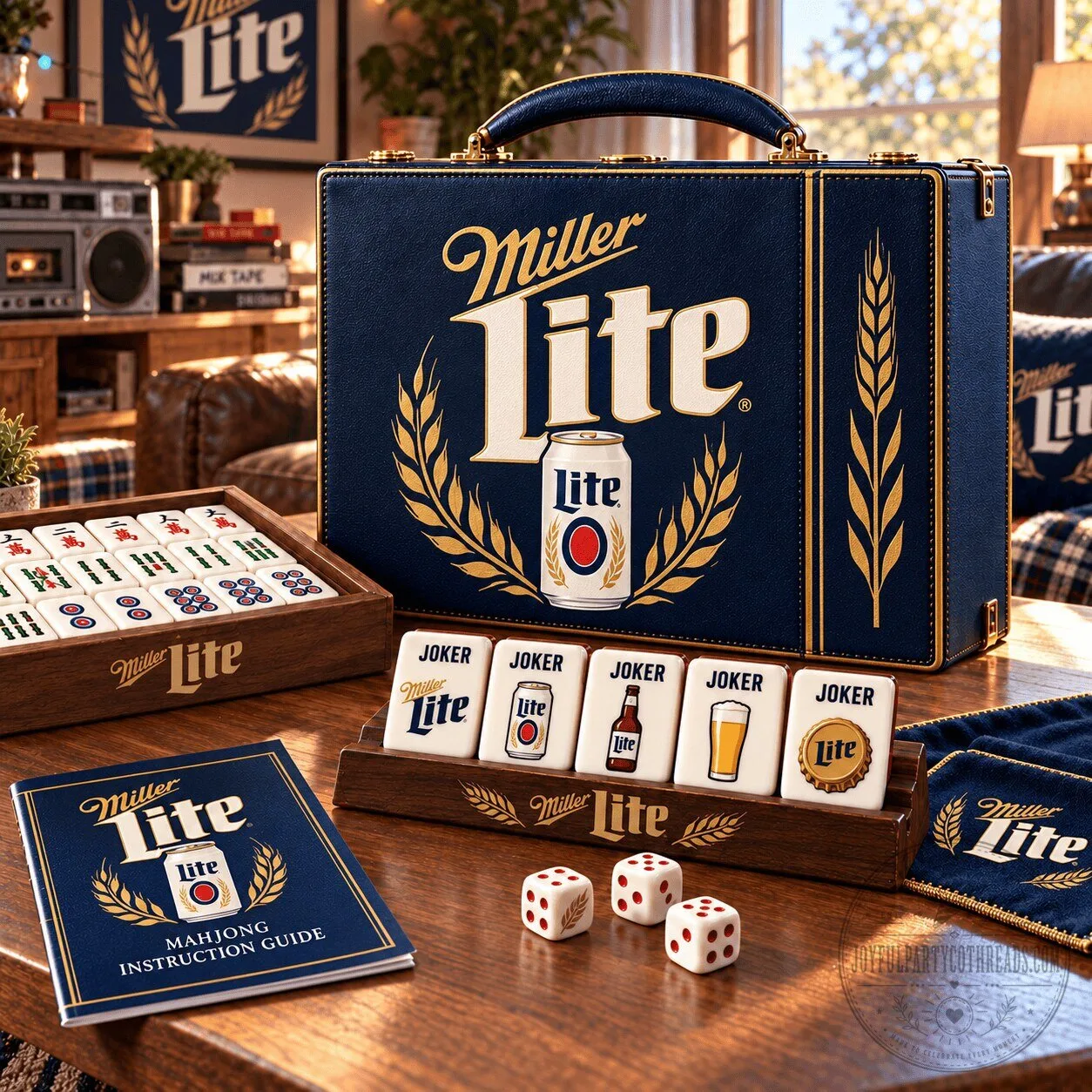 Miller Lite Premium Mahjong Game Set with Instruction Guide