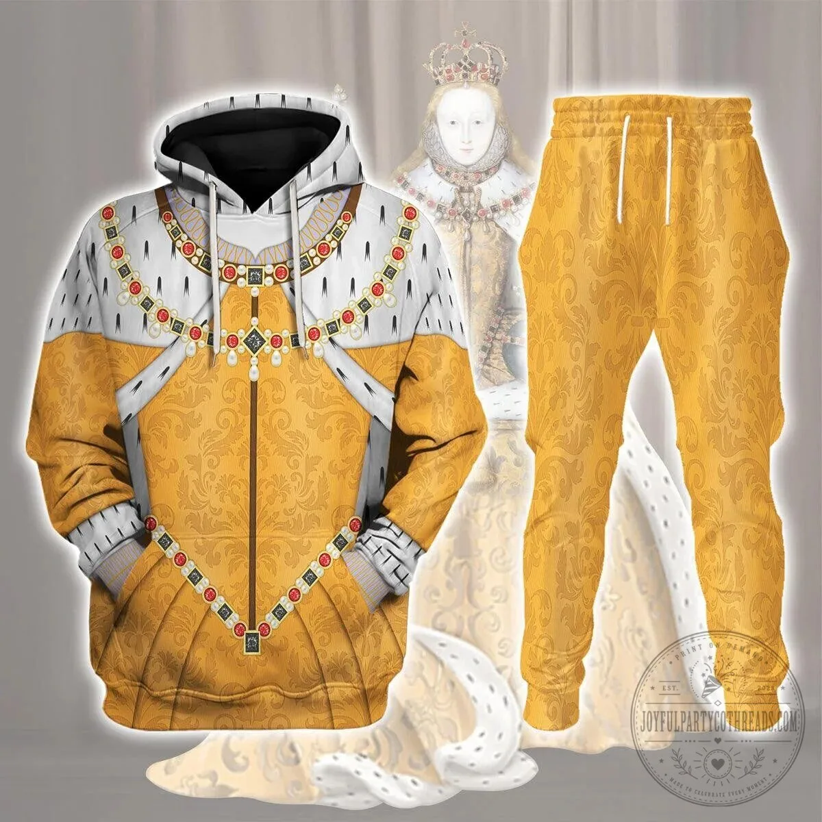 Queen Elizabeth I Royal Portrait Costume All Over Print Hoodie and Jogger Pants Set