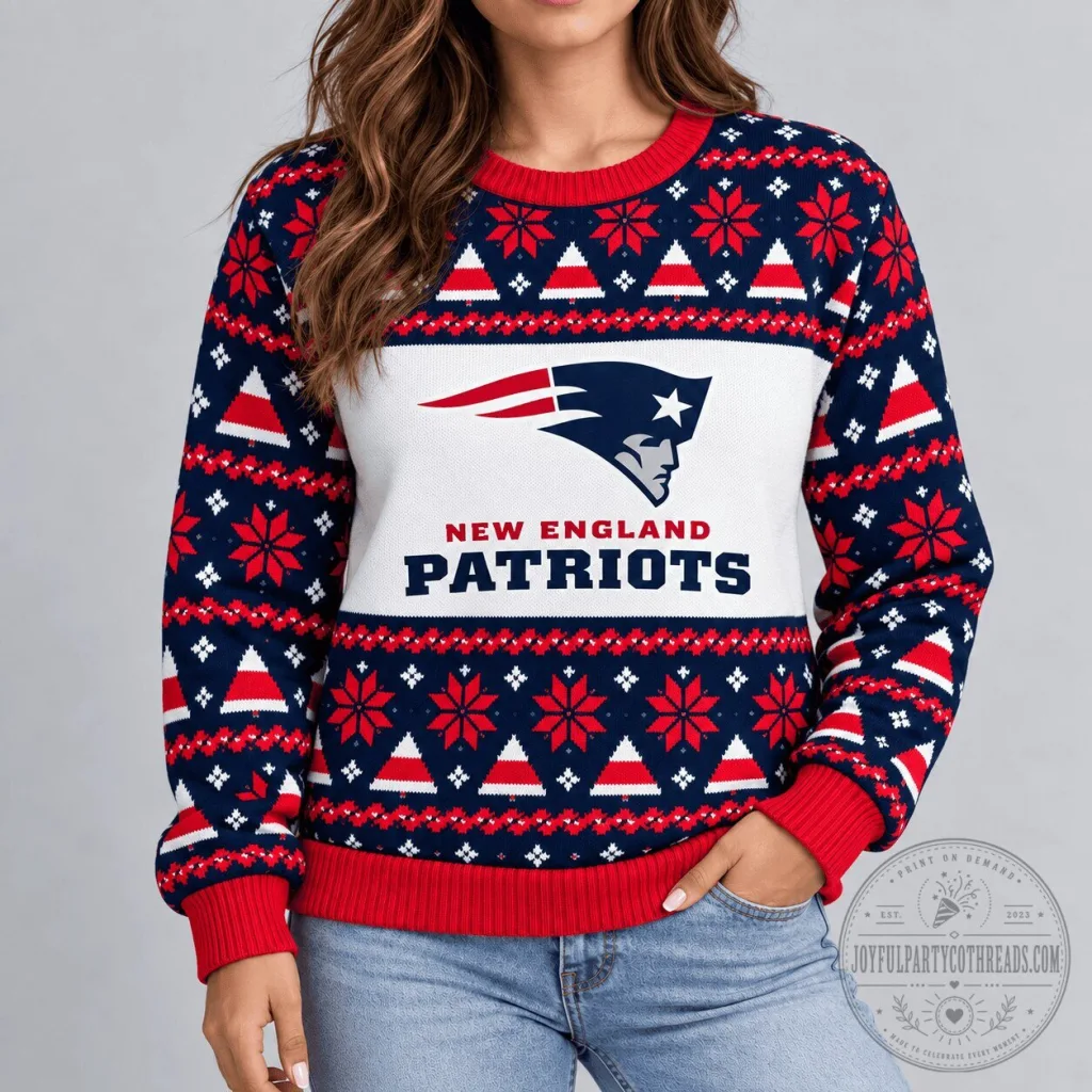 Ugly Christmas Sweater featuring the New England Patriots NFL Team Ugly Christmas Sweater featuring the New England Patriots NFL Team