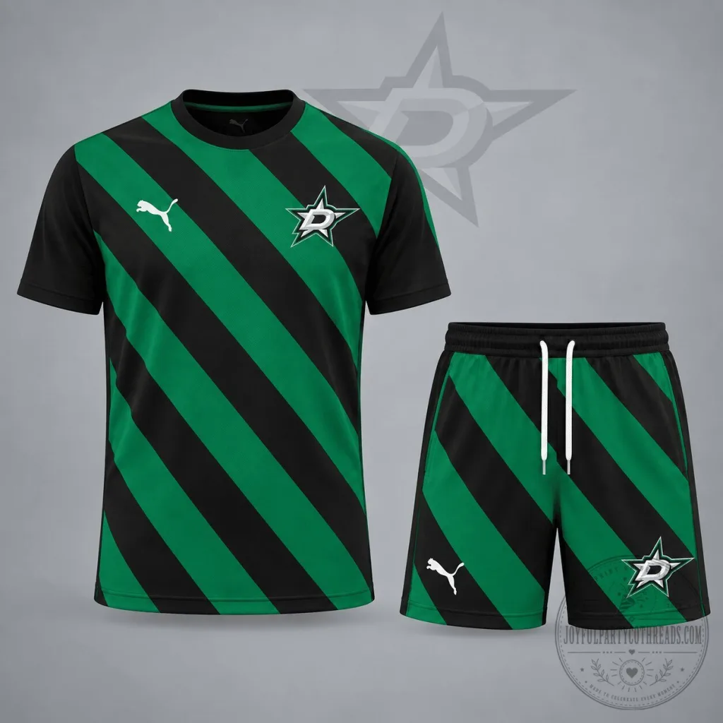 Dallas Stars National Hockey League Diagonal Stripe T-Shirt and Shorts Set Dallas Stars National Hockey League Diagonal Stripe T-Shirt and Shorts Set