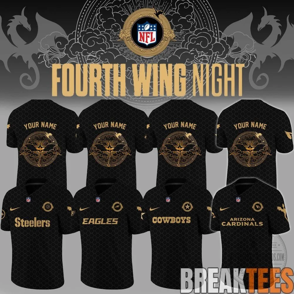 Fourth Wing Night NFL Football Teams Custom Name Black Football Jersey