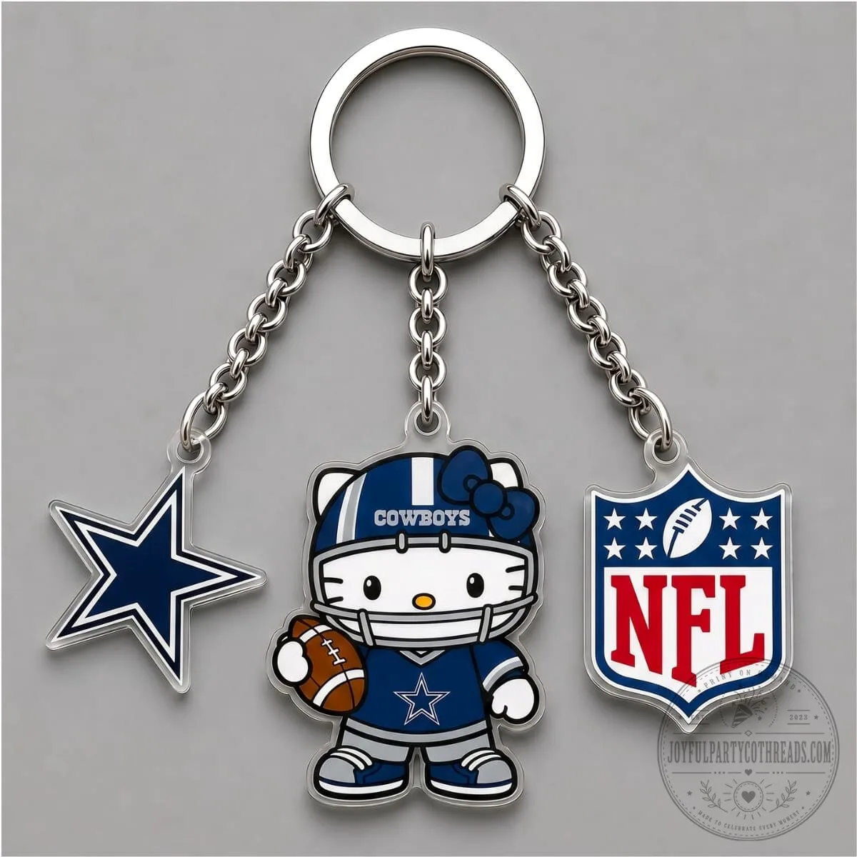 Dallas Cowboys Hello Kitty Football Player Triple Charm Keychain