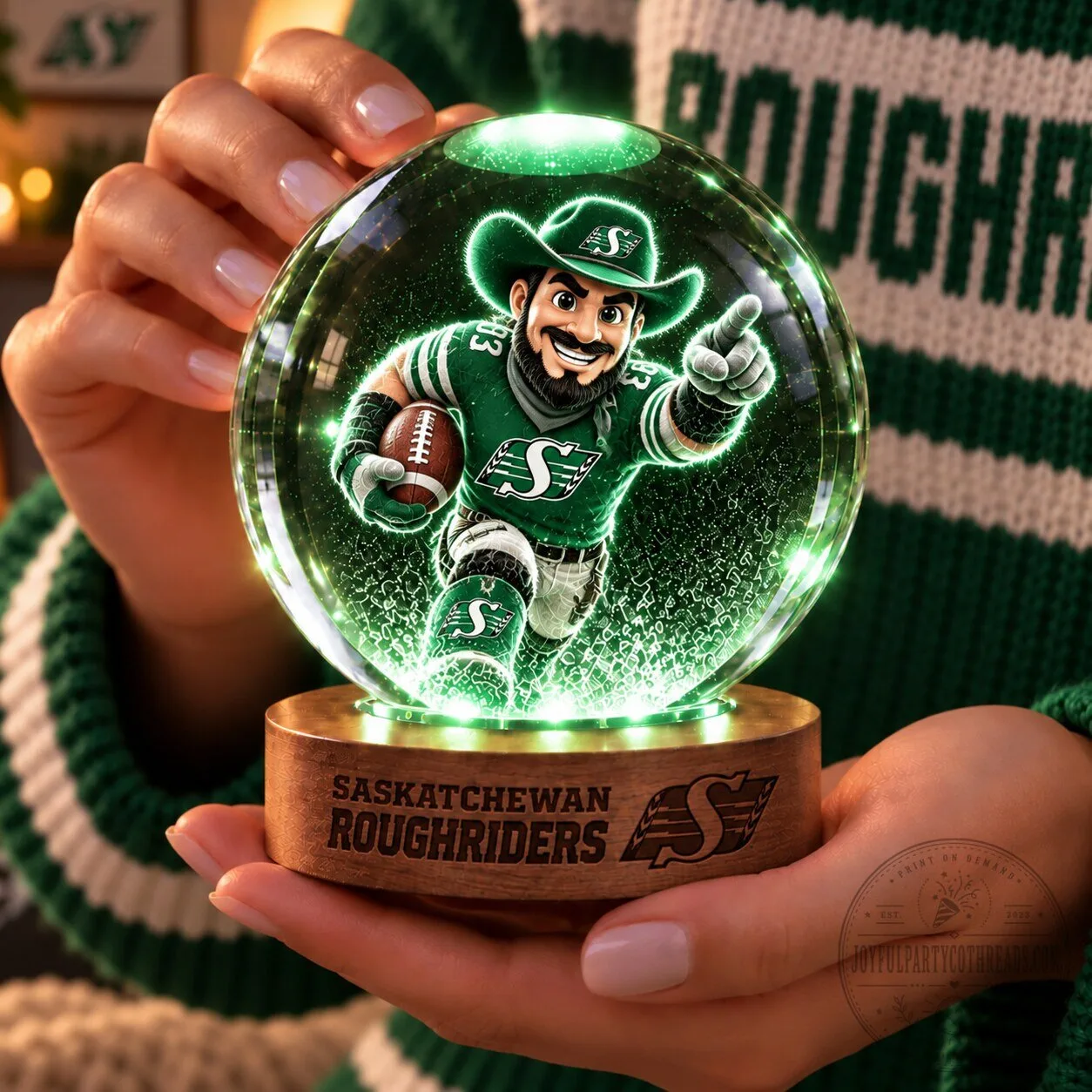 Saskatchewan Roughriders CFL Football Team Crystal Ball Night Light
