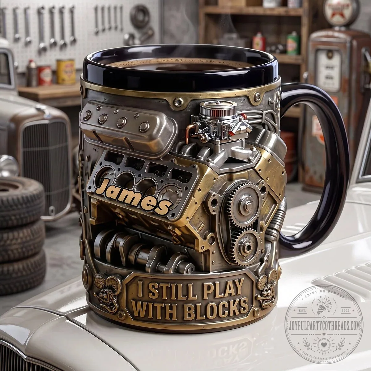 Personalized Hot Rod Engine I Still Play With Blocks Coffee Mug 6 Personalized Hot Rod Engine I Still Play With Blocks Coffee Mug