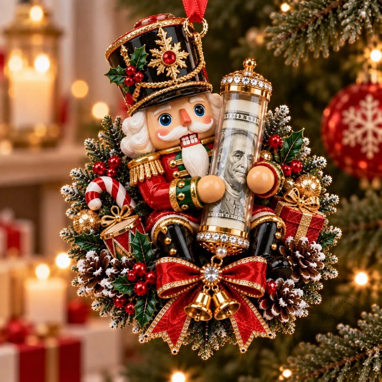 Christmas Nutcracker Money Holder Ornament Festive Holiday Tree Decoration