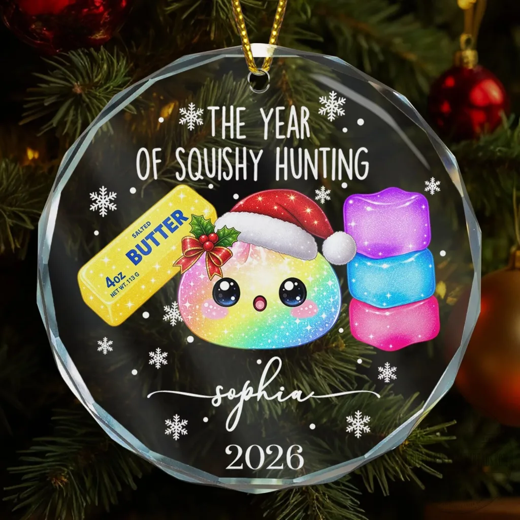 Personalized The Year Of Squishy Hunting Christmas Holiday Glass Ornament Personalized The Year Of Squishy Hunting Christmas Holiday Glass Ornament