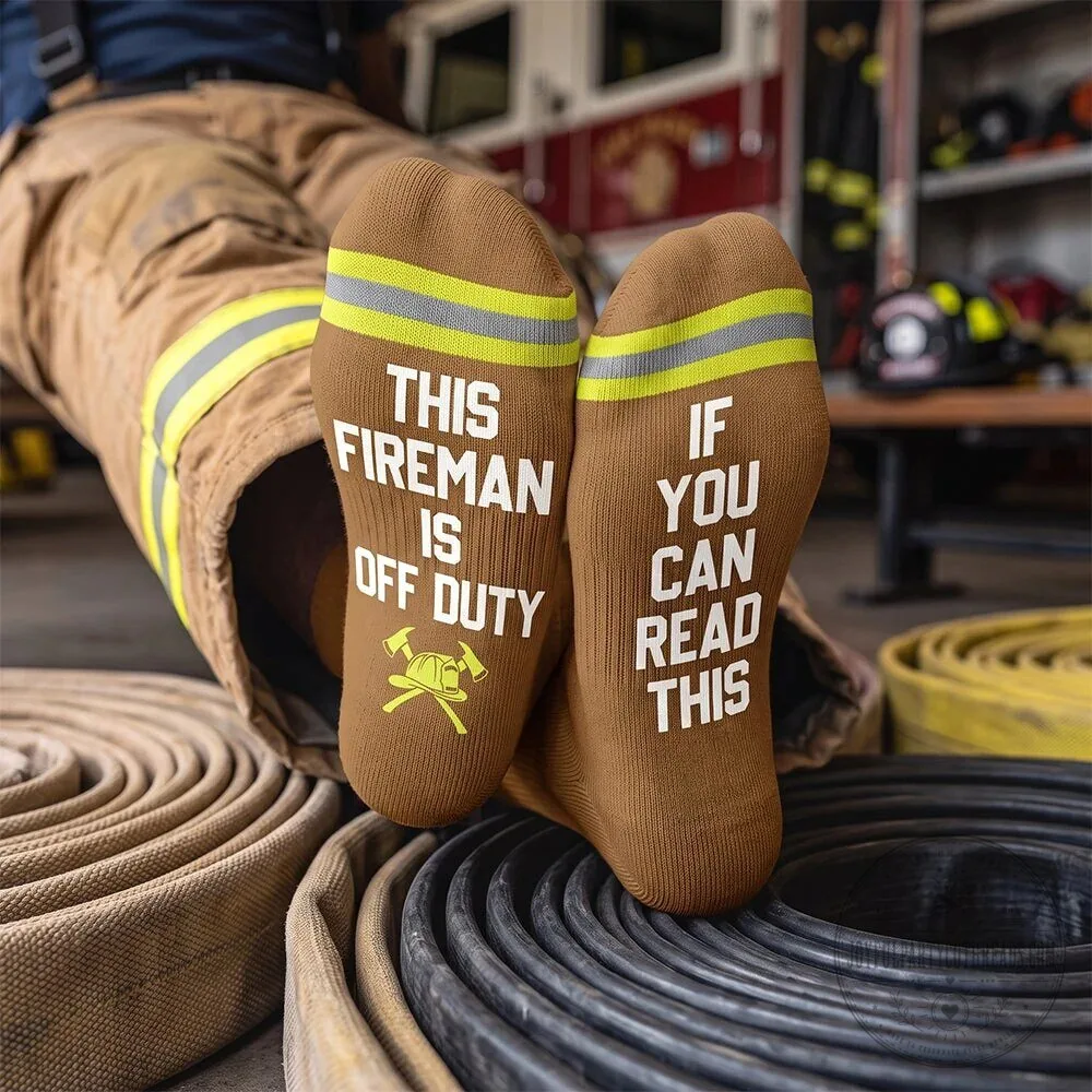 Funny Fireman Is Off Duty If You Can Read This Crew Socks 4 Funny Fireman Is Off Duty If You Can Read This Crew Socks