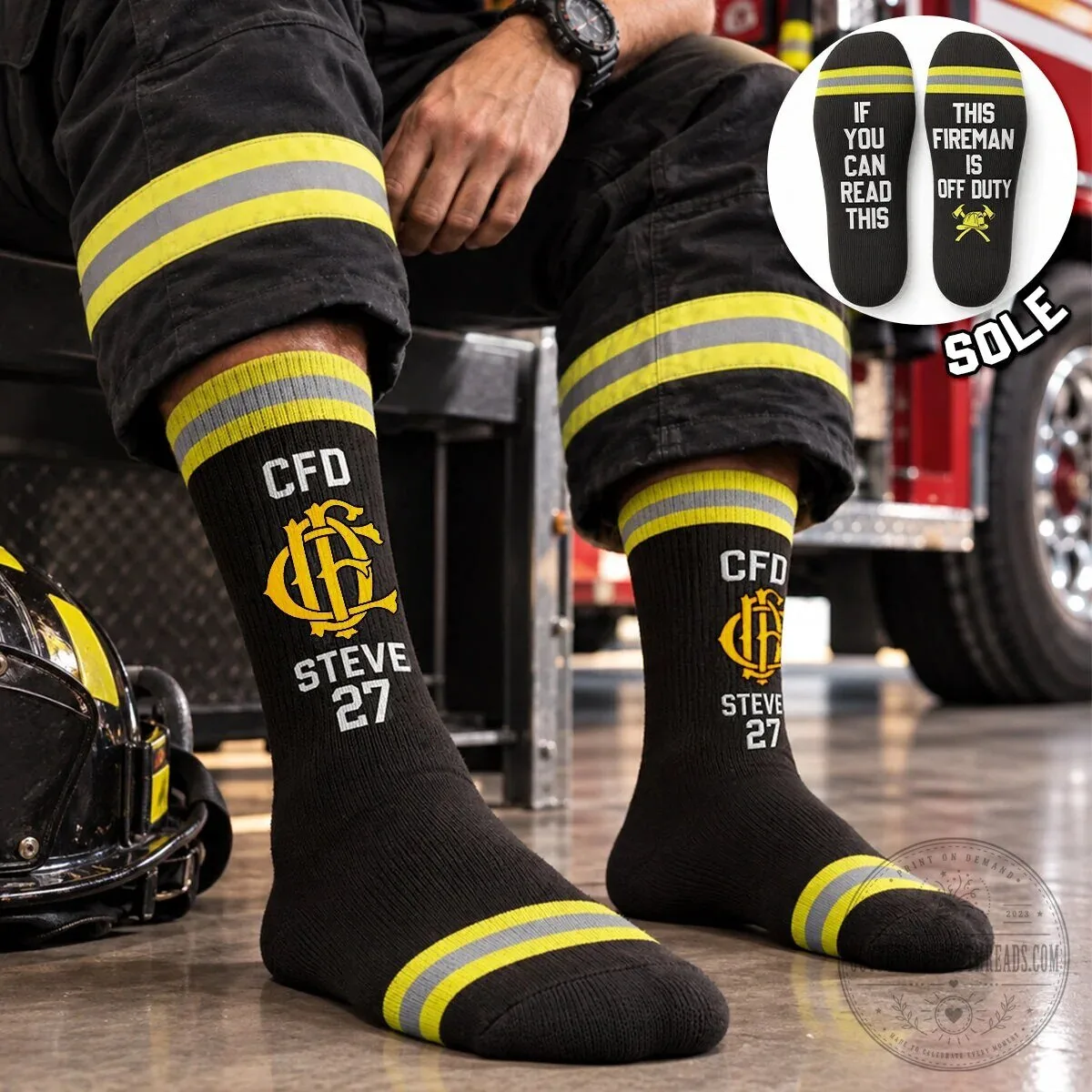 Funny Fireman Is Off Duty If You Can Read This Crew Socks 6 Funny Fireman Is Off Duty If You Can Read This Crew Socks