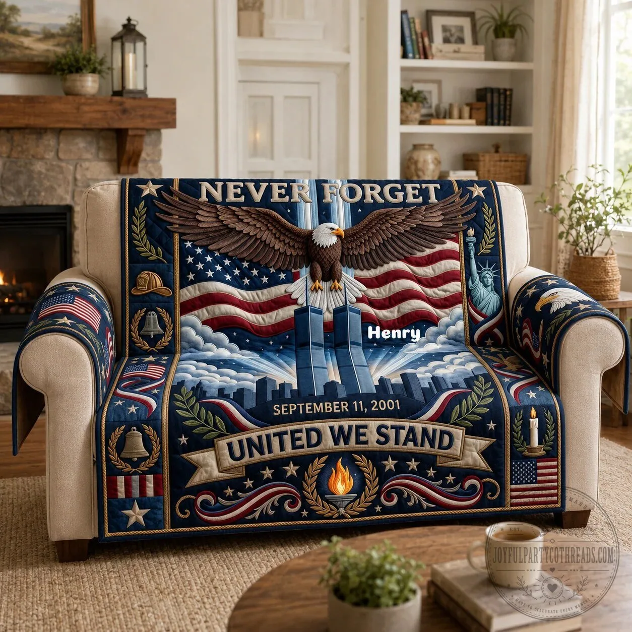 September 11 Never Forget United We Stand American Flag Sofa Cover
