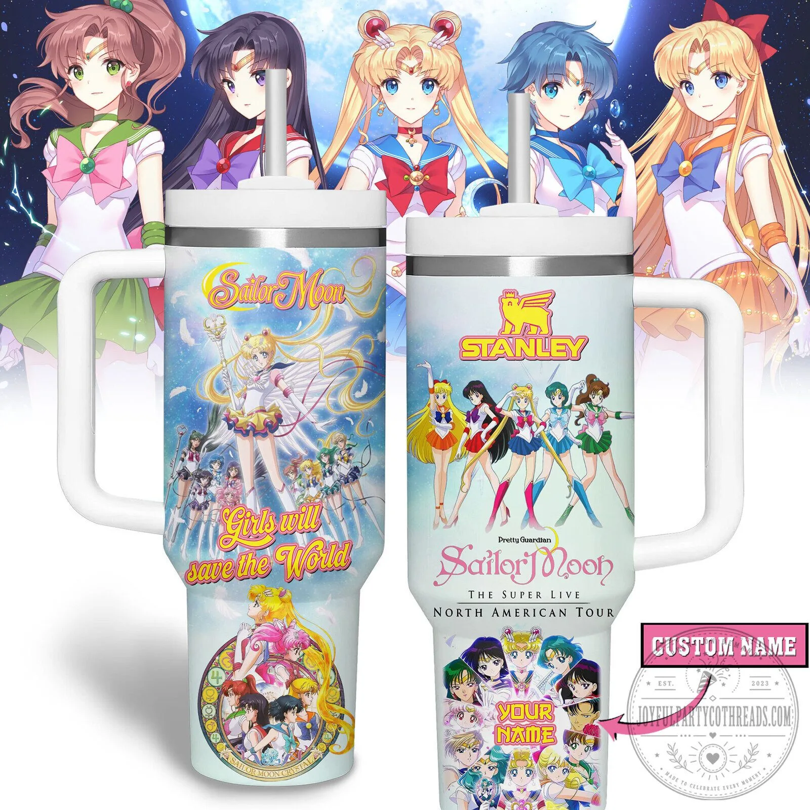 Sailor Moon Stanley 40oz Tumbler With Handle, Custom Name Anime Manga Drinkware