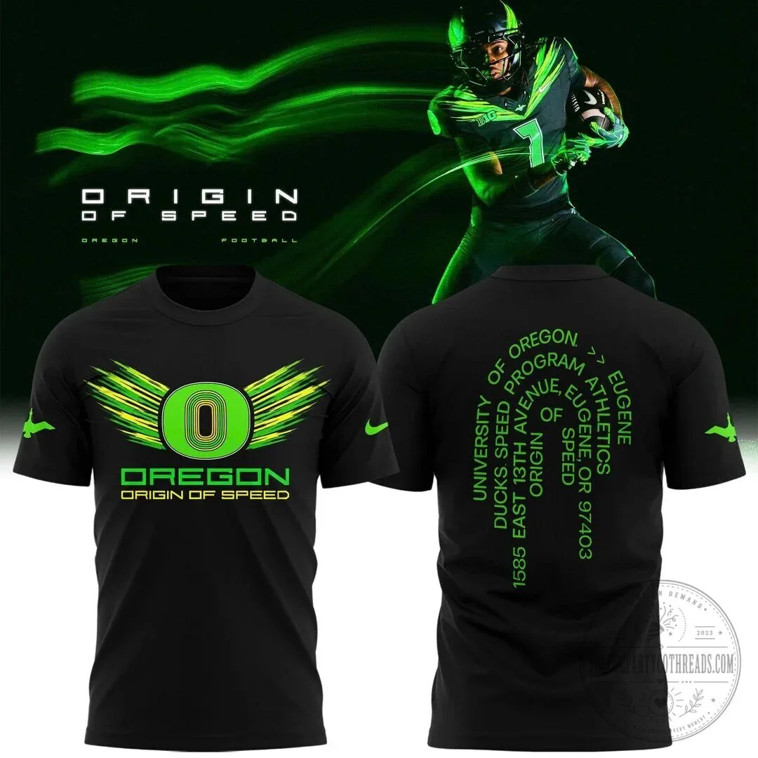 Oregon Ducks Black Graphic Tee – Origin of Speed Football Team Design