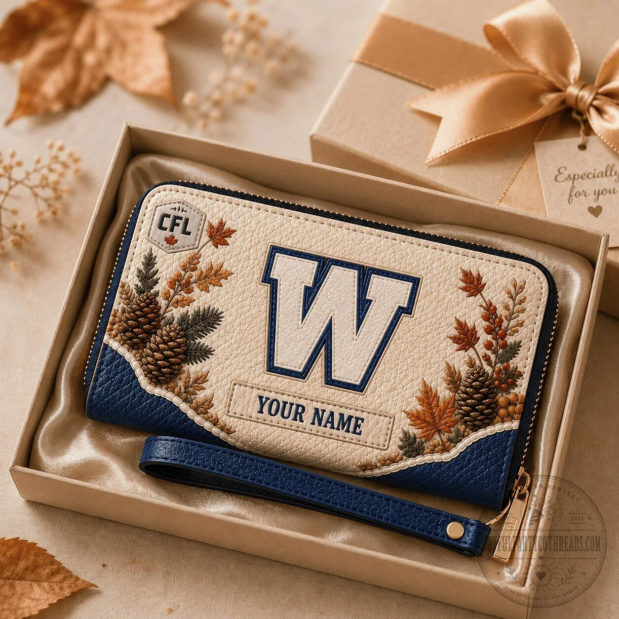 Winnipeg Blue Bombers Canadian Football League Autumn Style Personalized Wallet