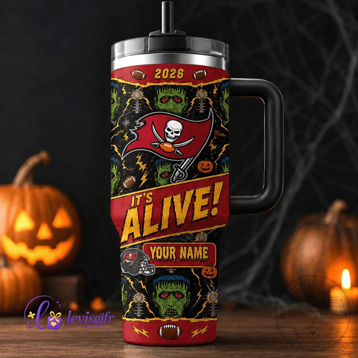 Tampa Bay Buccaneers Halloween Frankenstein Monster Personalized Tumbler