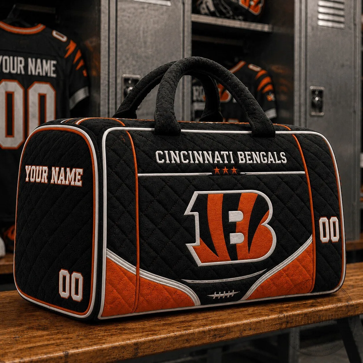 Cincinnati Bengals National Football League Quilted Duffle Bag Custom Name