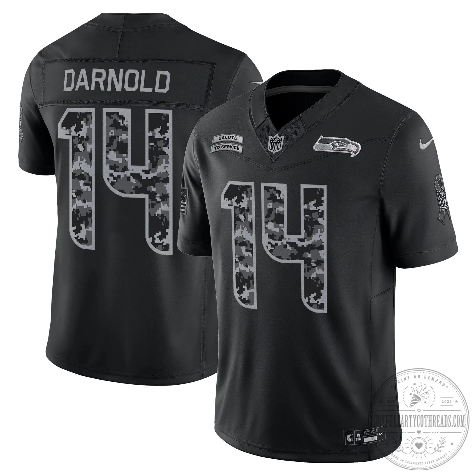 Black Football Jersey for Sam Darnold - Seattle Seahawks Salute To Service
