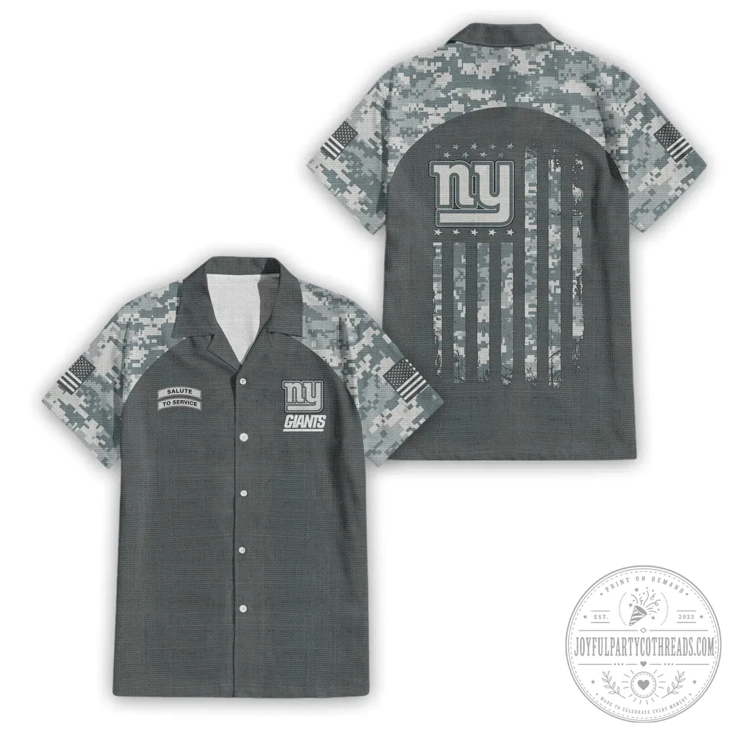 Military Camouflage Hawaiian Shirt Honoring New York Giants Salute To Service