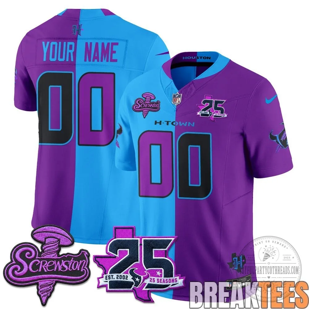 Houston Texans DJ Screwston Split Custom Football Jersey