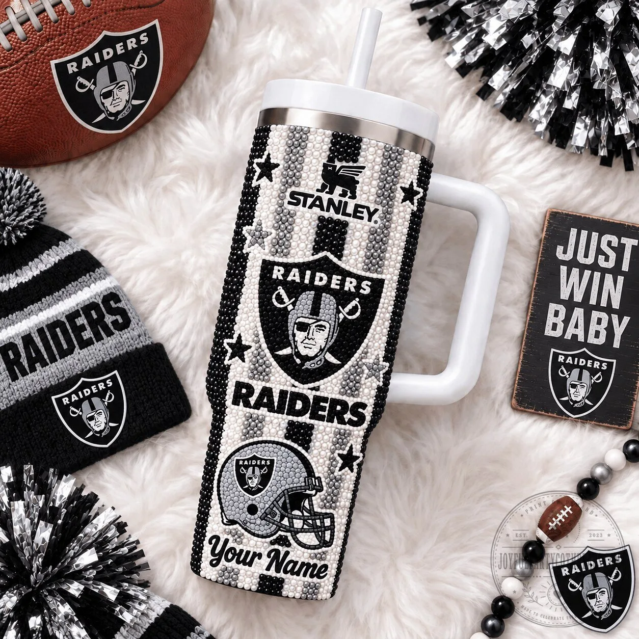 Las Vegas Raiders NFL Diamond Plate Custom Name Insulated Tumbler