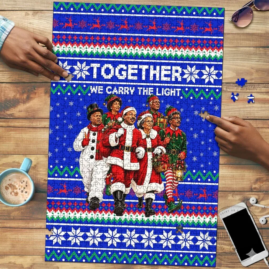 Civil Rights Leaders Christmas Ugly Sweater Pattern Holiday Jigsaw Puzzle