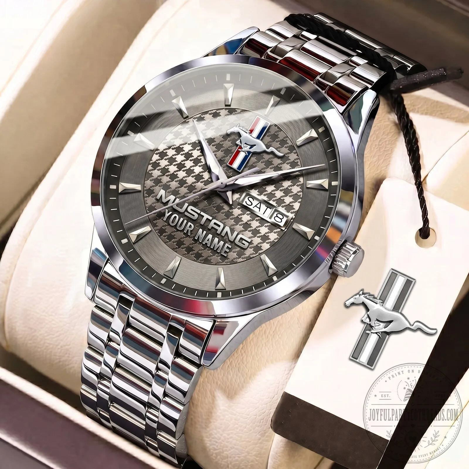 Ford Mustang Carbon Fiber Custom Name Men's Stainless Steel Watch 5 ford mustang carbon fiber custom name men s stainless steel watch gallery 2