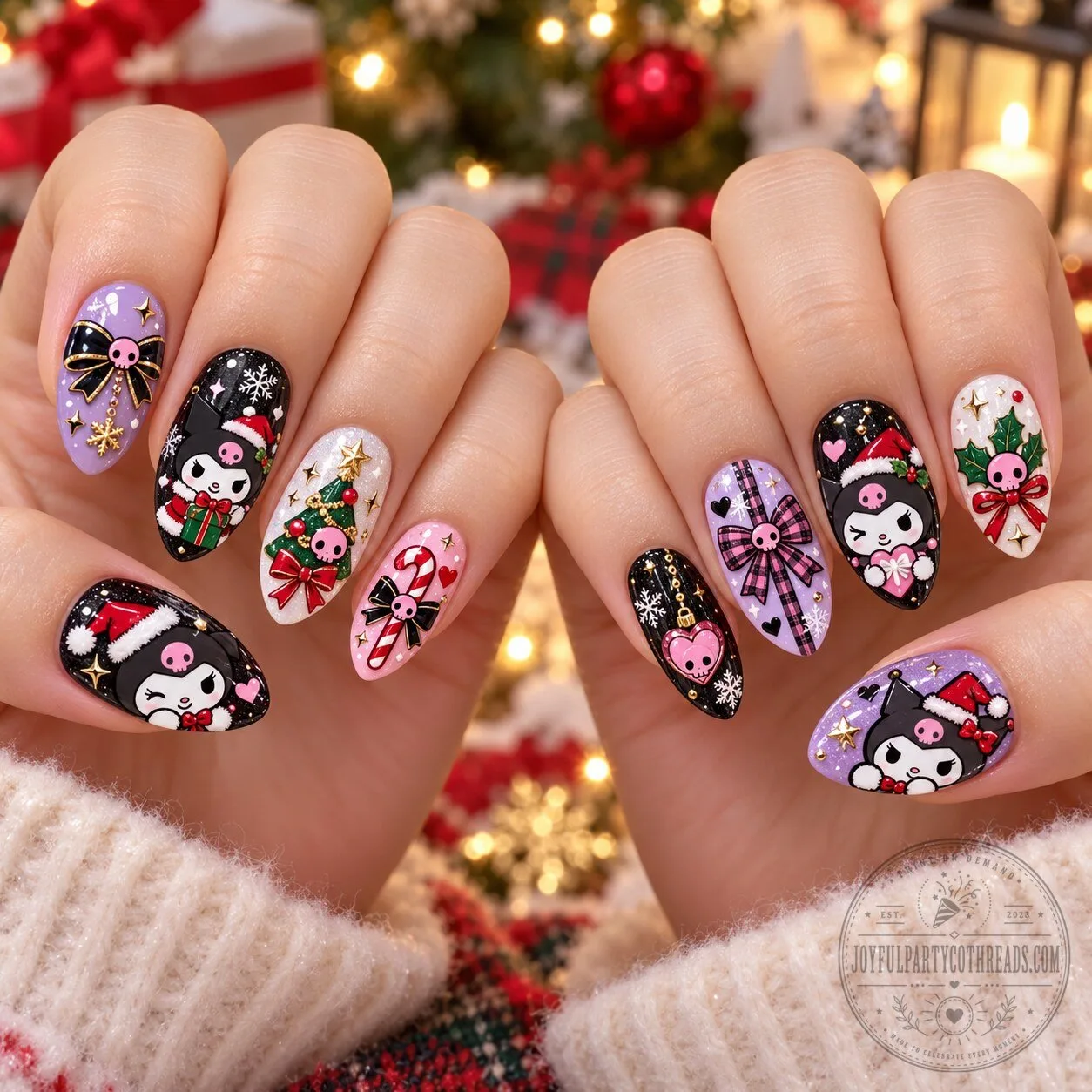 Kuromi Holiday Christmas Character Press On Nail Set