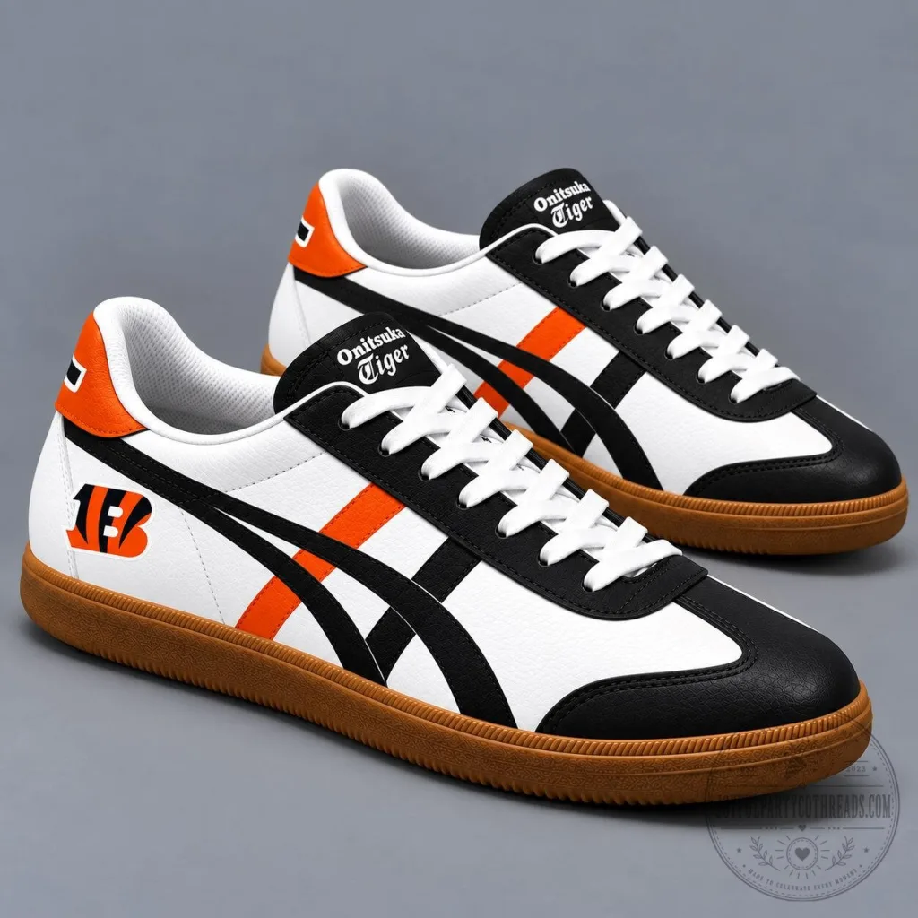 Cincinnati Bengals National Football League Team Logo White and Orange Shoes Cincinnati Bengals National Football League Team Logo White and Orange Shoes