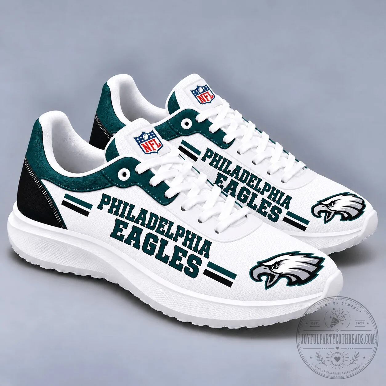 Athletic Sneakers Featuring Philadelphia Eagles NFL Team Logo