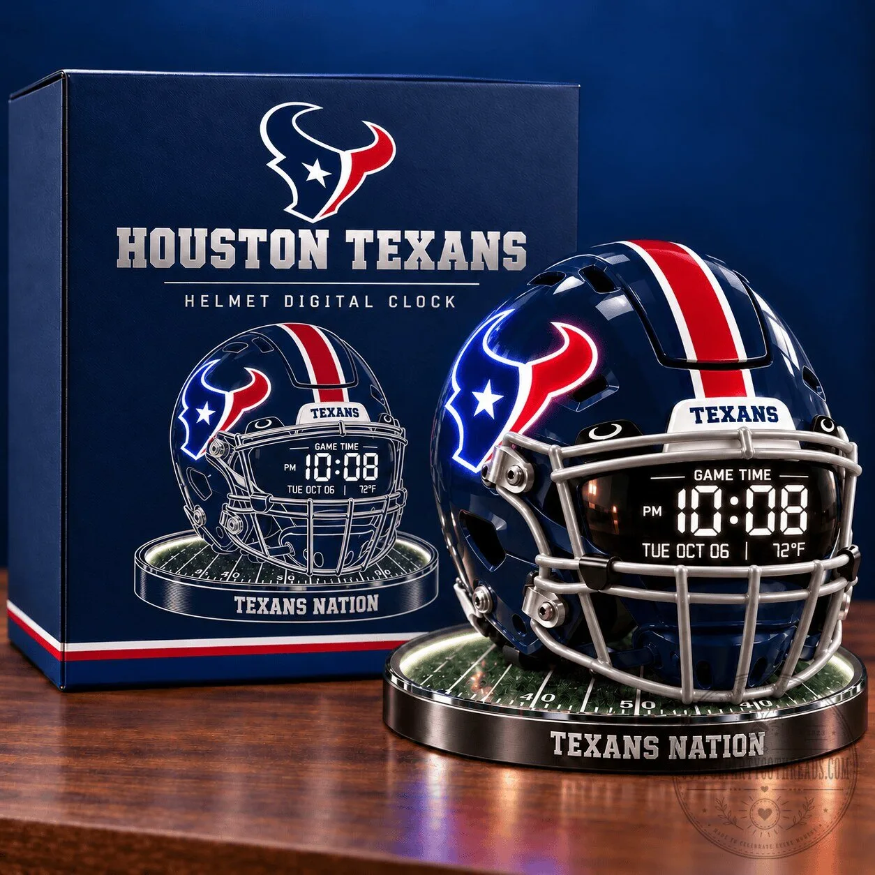 Houston Texans NFL Football Helmet Digital Clock with Game Time Display