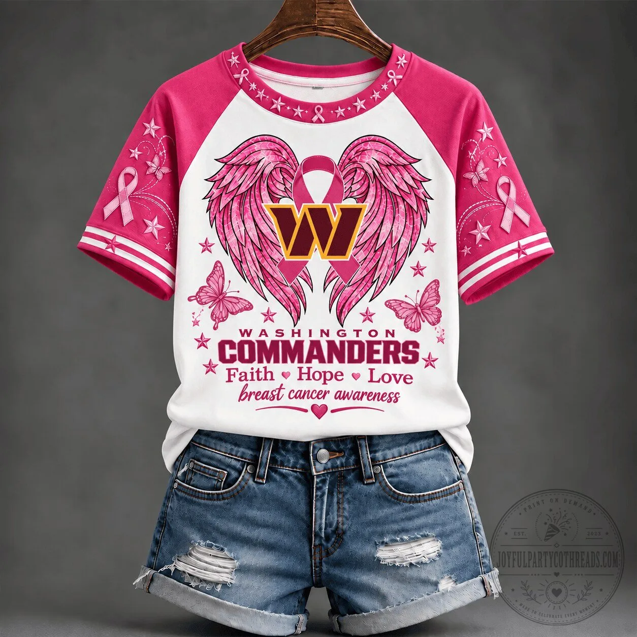 Washington Commanders Faith Hope Love Breast Cancer Awareness T-Shirt