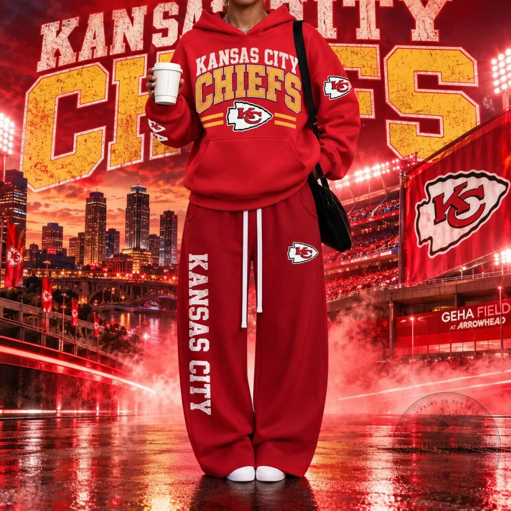 Kansas City Chiefs NFL Football Team Red Hoodie and Sweatpants Set Kansas City Chiefs NFL Football Team Red Hoodie and Sweatpants Set