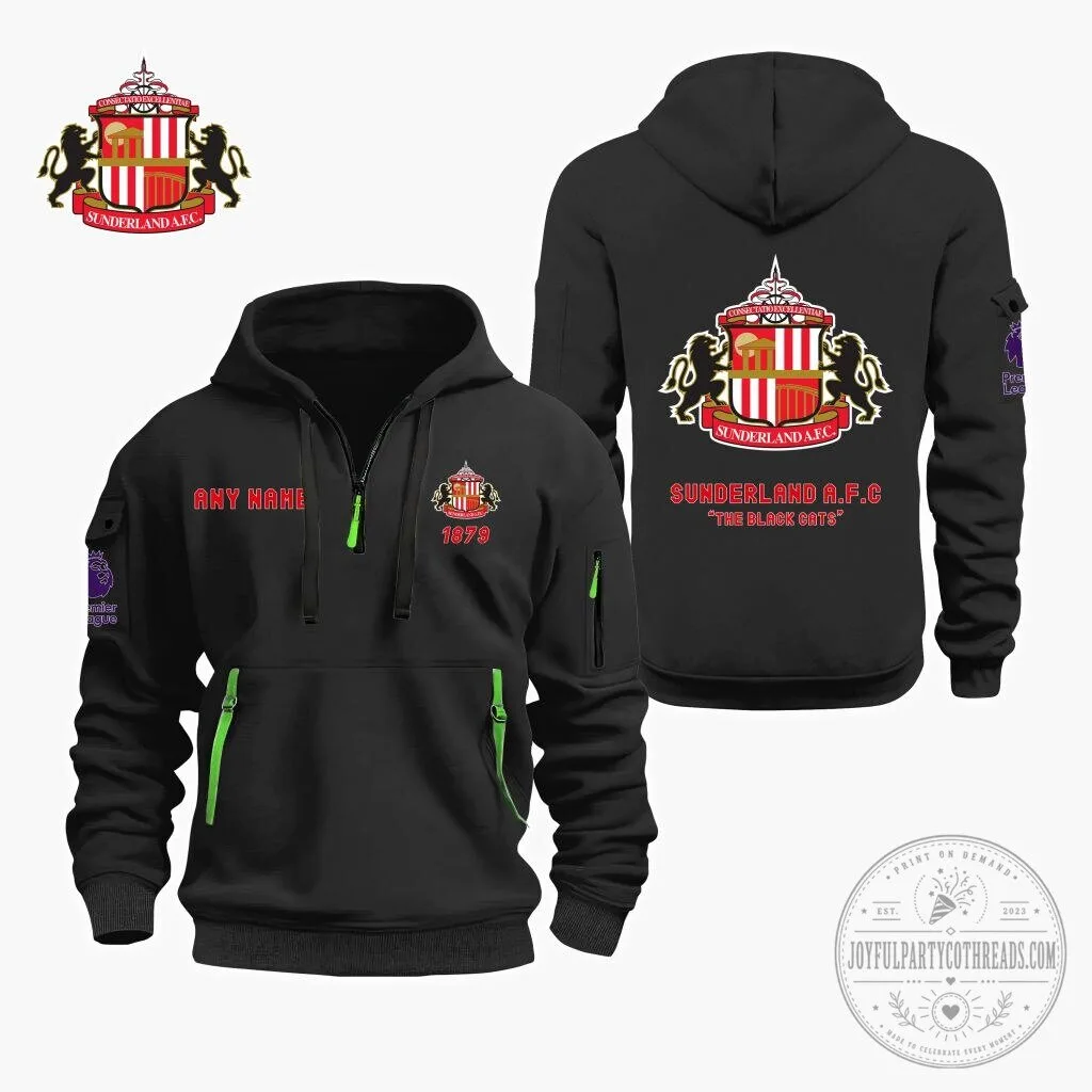 Customizable Quarter Zip Hoodie for Sunderland Association Football Club Fans