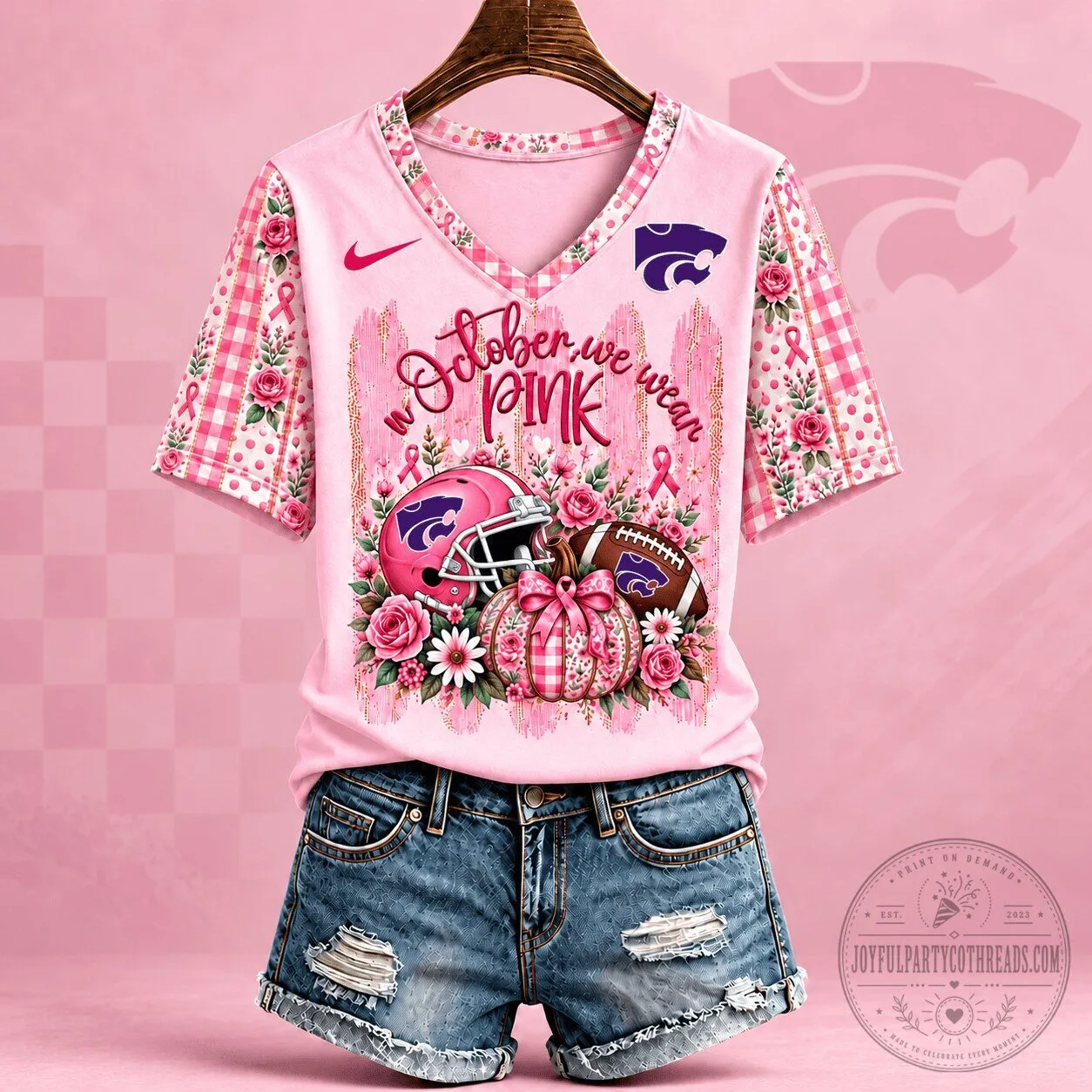 Kansas State Wildcats In October We Wear Pink Breast Cancer Awareness T-Shirt