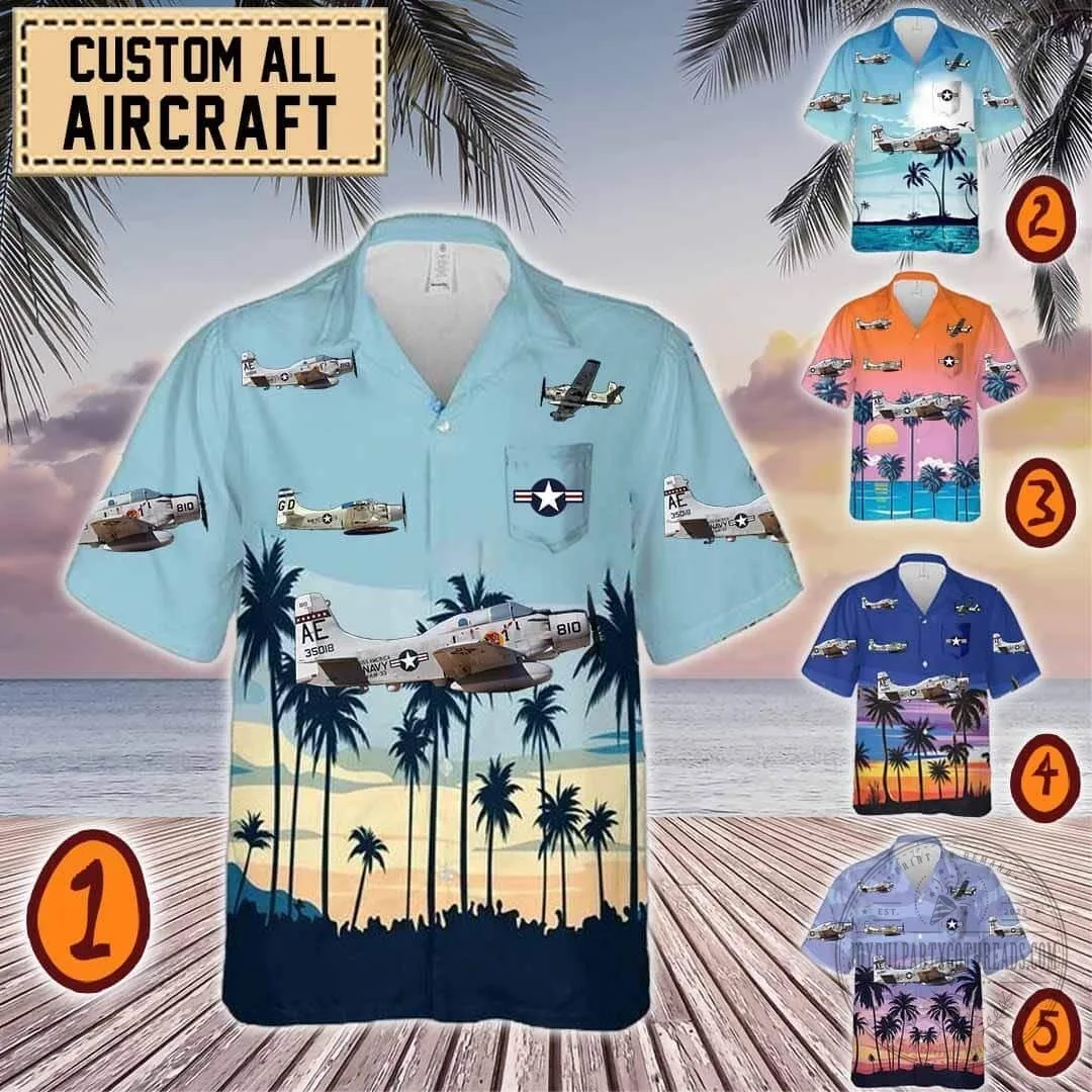Douglas EA-1F Skyraider Attack Aircraft Hawaiian Shirt