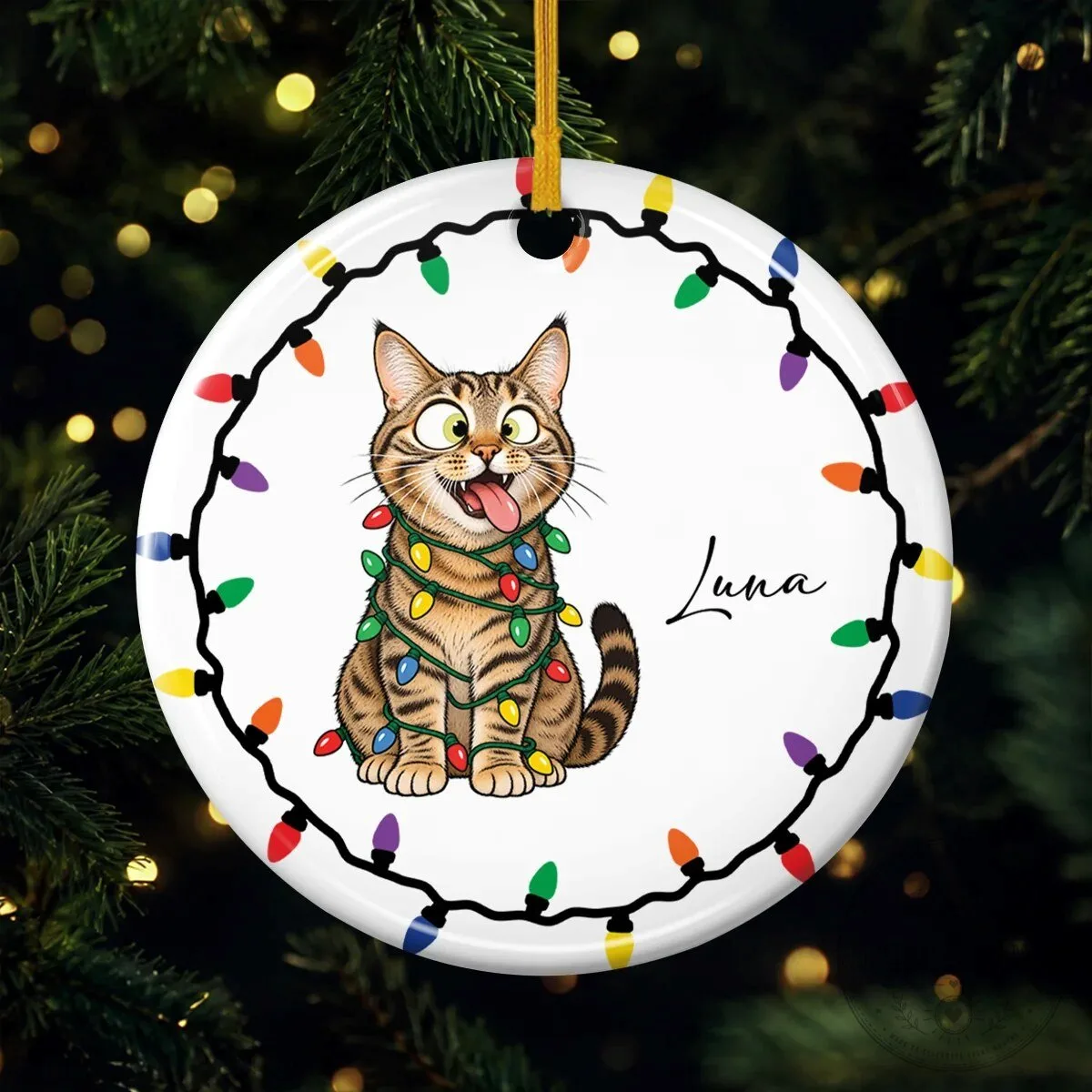 Personalized Pet Christmas Lights Ceramic Ornament - Custom Cat Dog Holiday Decor 6 Personalized Pet Christmas Lights Ceramic Ornament - Custom Cat Dog Holiday Decor