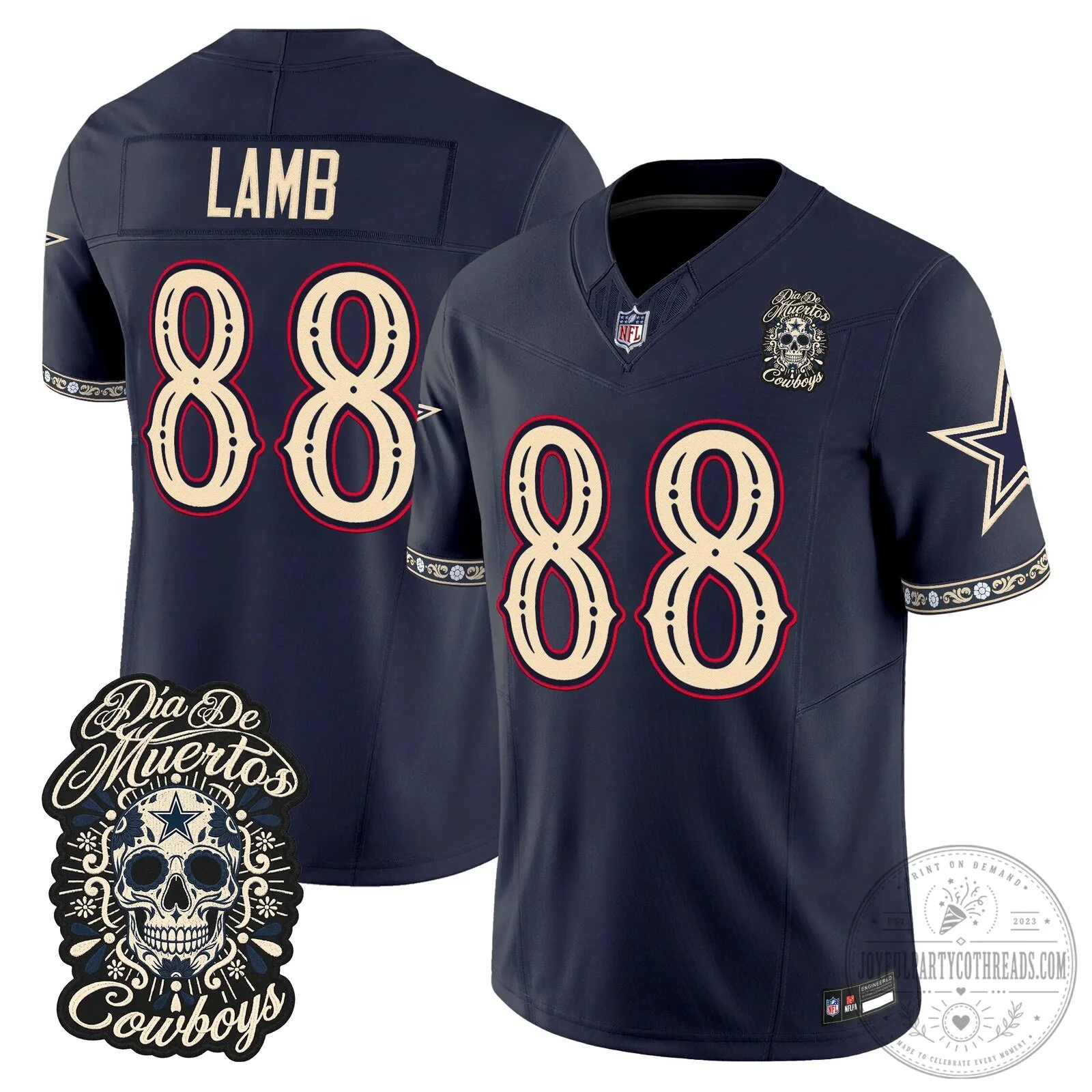 Dallas Cowboys Dia de los Muertos CeeDee Lamb Football Jersey
