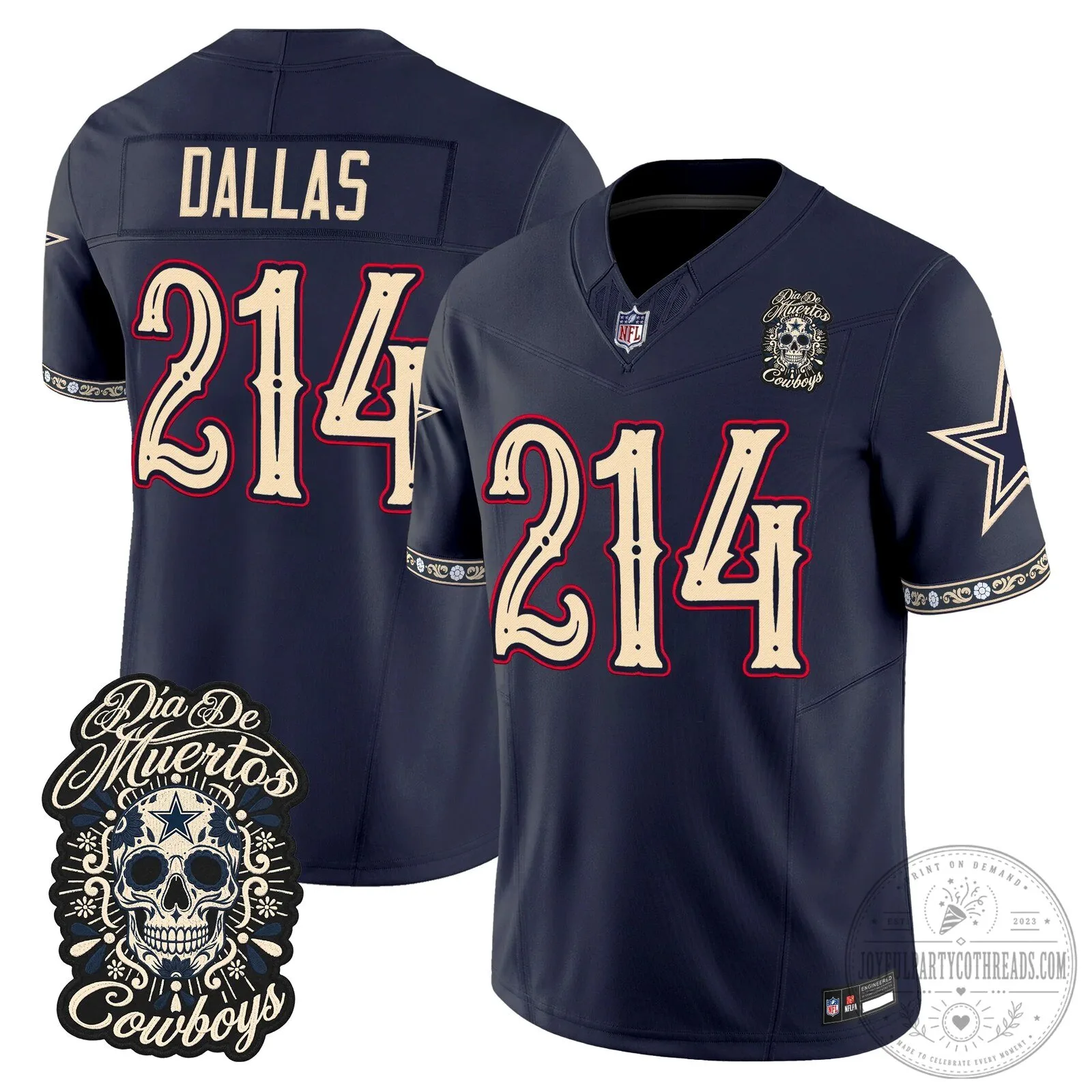 Dallas Cowboys Dia de los Muertos CeeDee Lamb Football Jersey 17 Dallas Cowboys Dia de los Muertos CeeDee Lamb Football Jersey