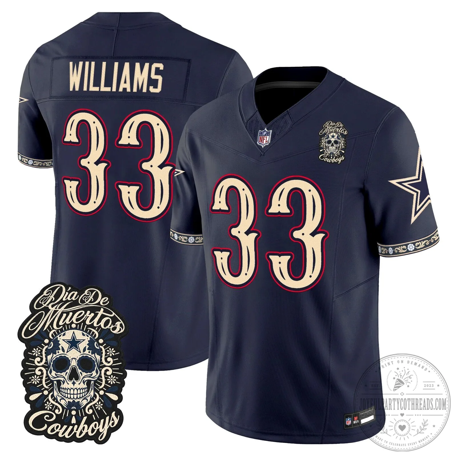 Dallas Cowboys Dia de los Muertos CeeDee Lamb Football Jersey 20 Dallas Cowboys Dia de los Muertos CeeDee Lamb Football Jersey