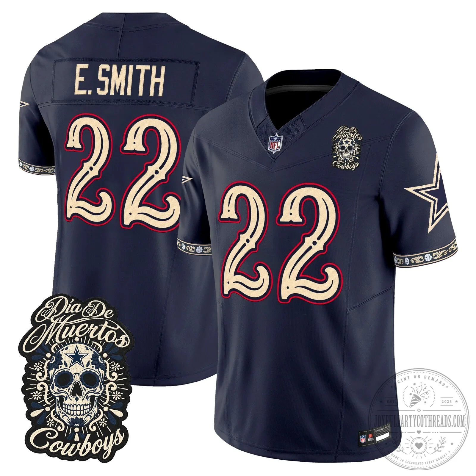 Dallas Cowboys Dia de los Muertos CeeDee Lamb Football Jersey 23 Dallas Cowboys Dia de los Muertos CeeDee Lamb Football Jersey