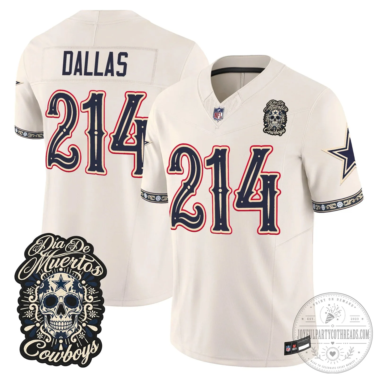 Dallas Cowboys Dia de los Muertos CeeDee Lamb Football Jersey 25 Dallas Cowboys Dia de los Muertos CeeDee Lamb Football Jersey