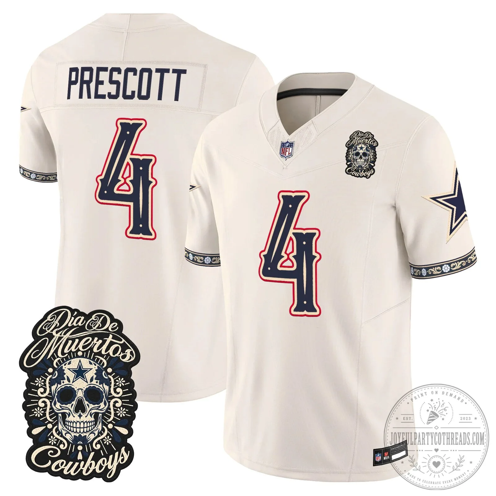 Dallas Cowboys Dia de los Muertos CeeDee Lamb Football Jersey 27 Dallas Cowboys Dia de los Muertos CeeDee Lamb Football Jersey