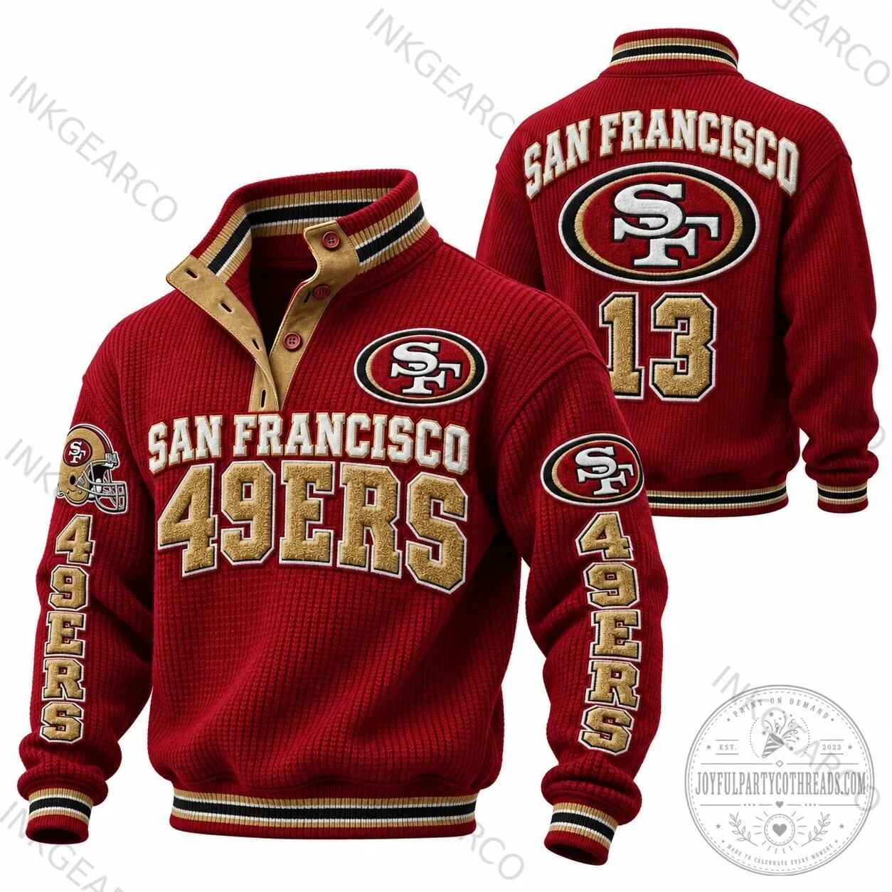 San Francisco 49ers Embroidered Rugby Style Pullover Sweatshirt